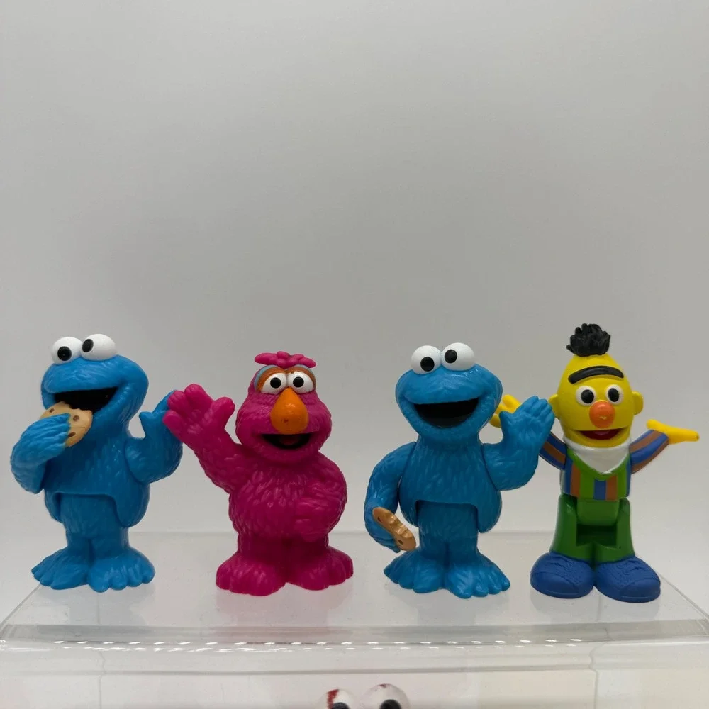 Sesame Street Figure Lot Elmo Cookie Monster Big Bird Bert Telly 9pc PVC